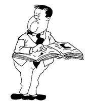 coloriage oliver hardy lit un journal